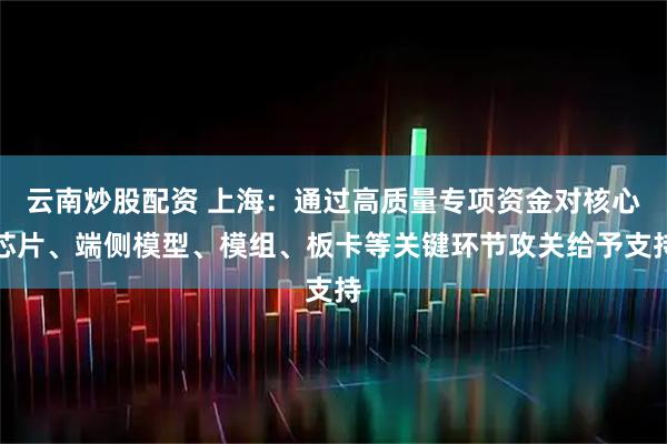 云南炒股配资 上海：通过高质量专项资金对核心芯片、端侧模型、模组、板卡等关键环节攻关给予支持